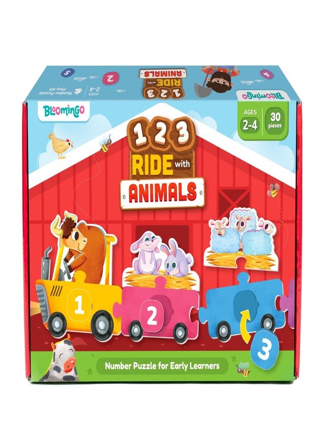 Bloomingo 123 Ride with Animals : Hands-On Counting, Number Recognition & Early Math for Kids | 50+ Engaging Pieces, Flashcards & Activity Sheets | Educational Matching Game for Kids Ages 3+ - Image 1